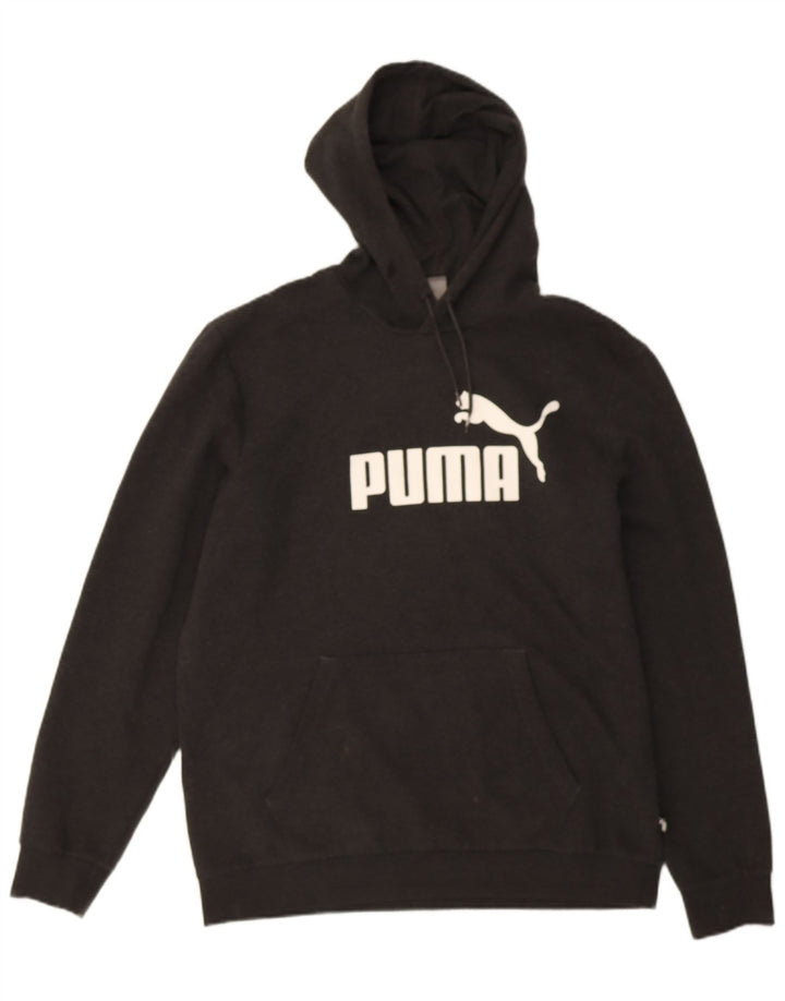 PUMA Mens Graphic Hoodie Jumper Large Grey Cotton