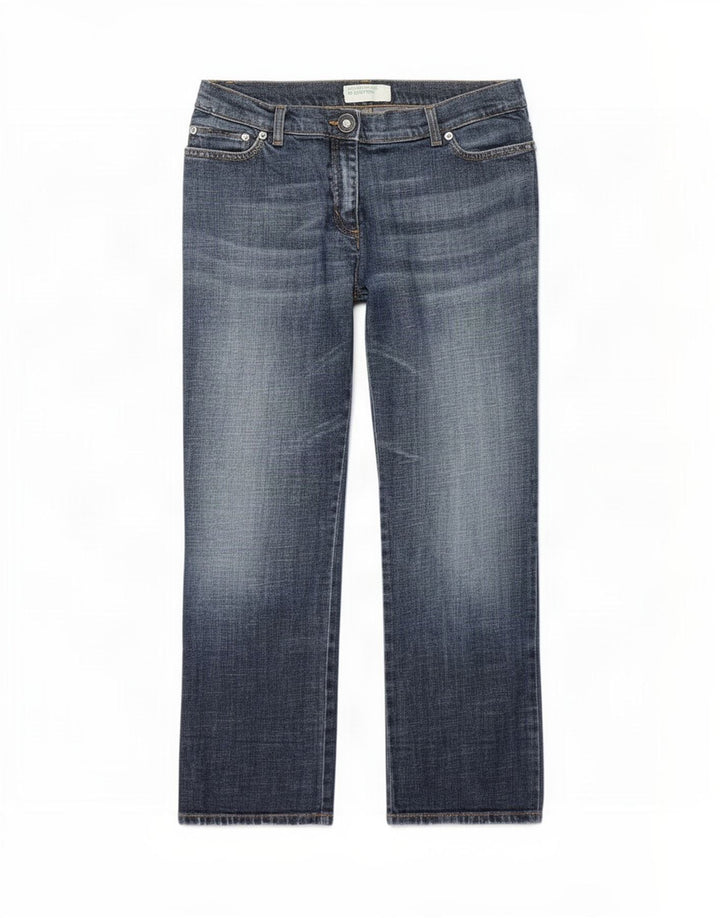 Benetton Womens Crop Straight Jeans W32 L25 Blå