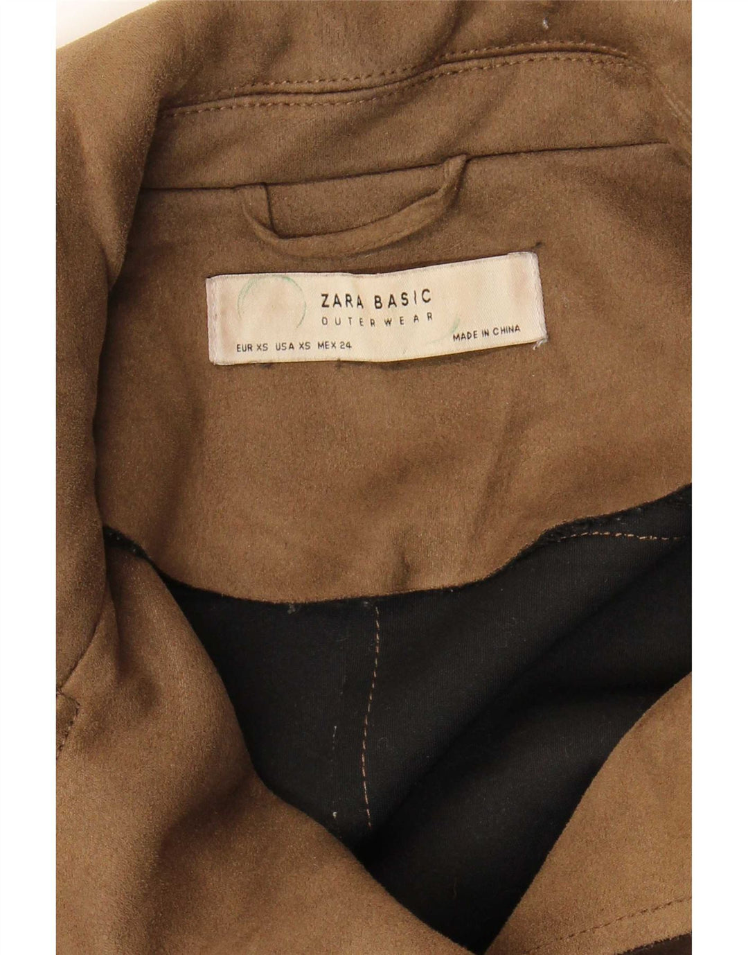 Zara Womens Crop Biker Jacket UK 6 XS Brun