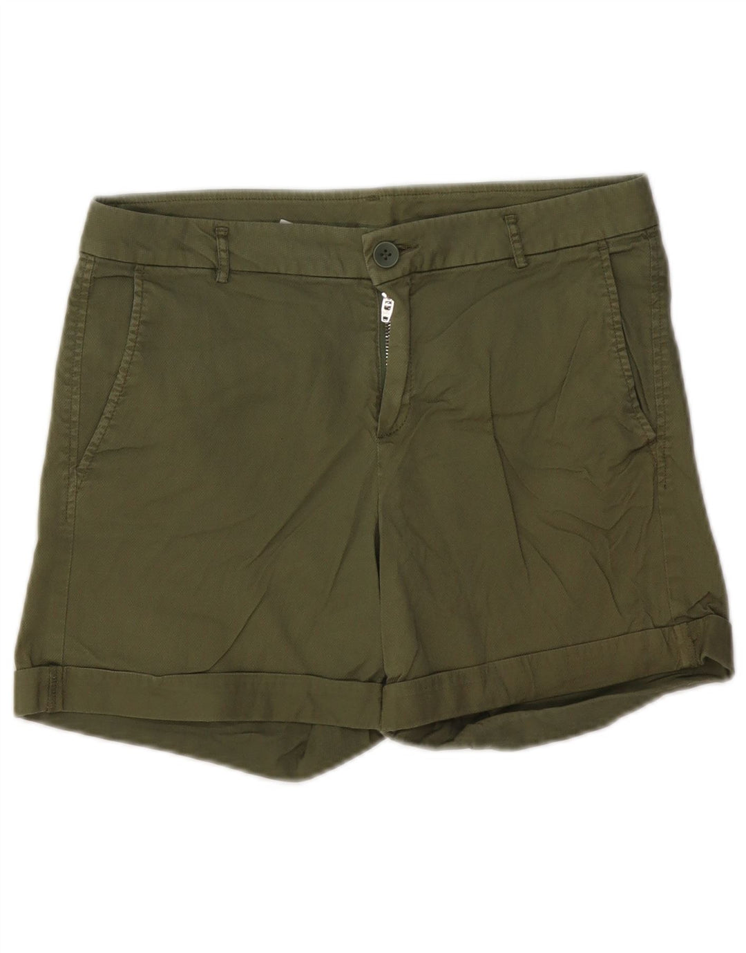 BENETTON Chino Shorts til kvinder UK 10 Small W30 Khaki Bomuld