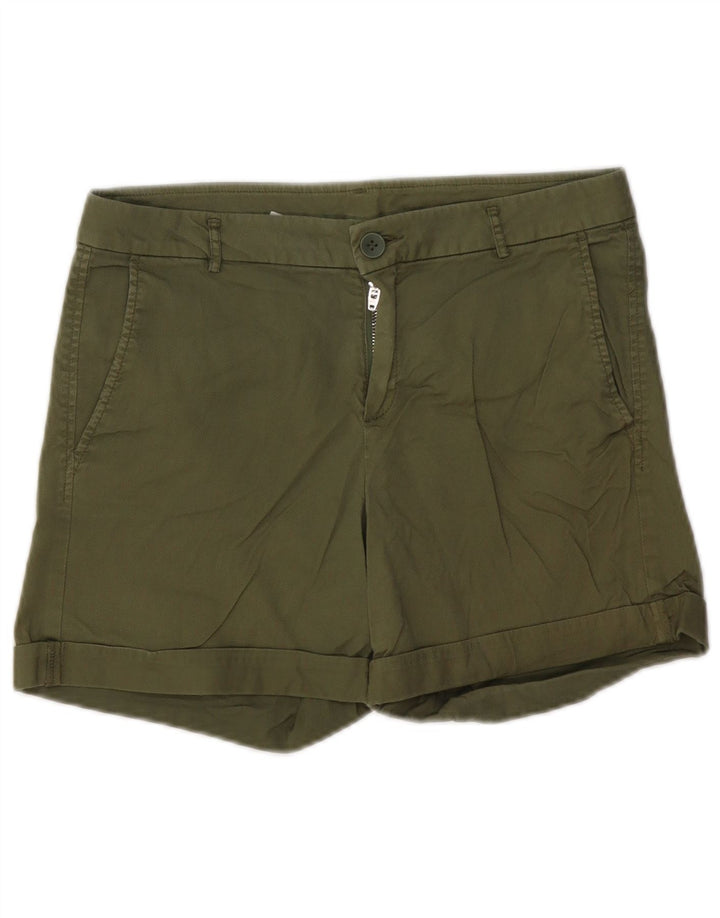 BENETTON Chino Shorts til kvinder UK 10 Small W30 Khaki Bomuld