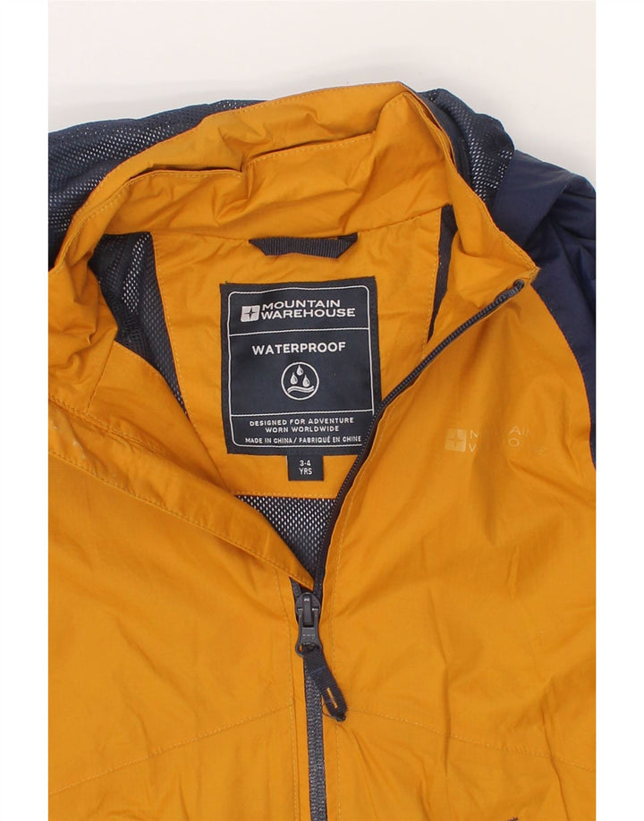 MOUNTAIN WAREHOUSE Boys Hooded Rain Jacket 3-4 Years Yellow Colourblock Vintage Mountain Warehouse and Second-Hand Mountain Warehouse from Messina Hembry 
