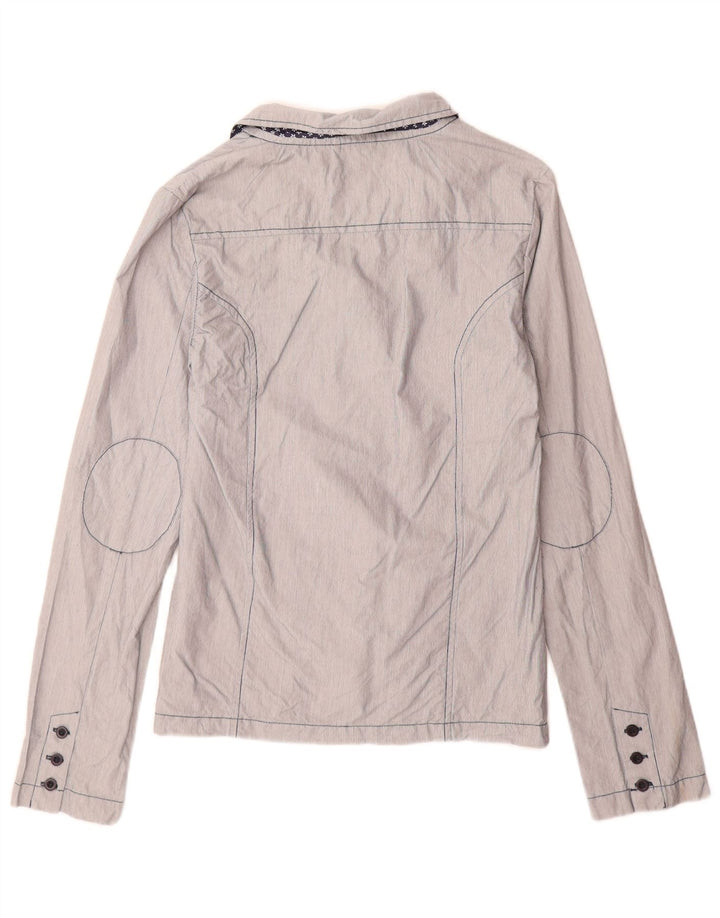 North Pole Dame 3-knaps blazerjakke UK 16 Stor blå nålestribet bomuld