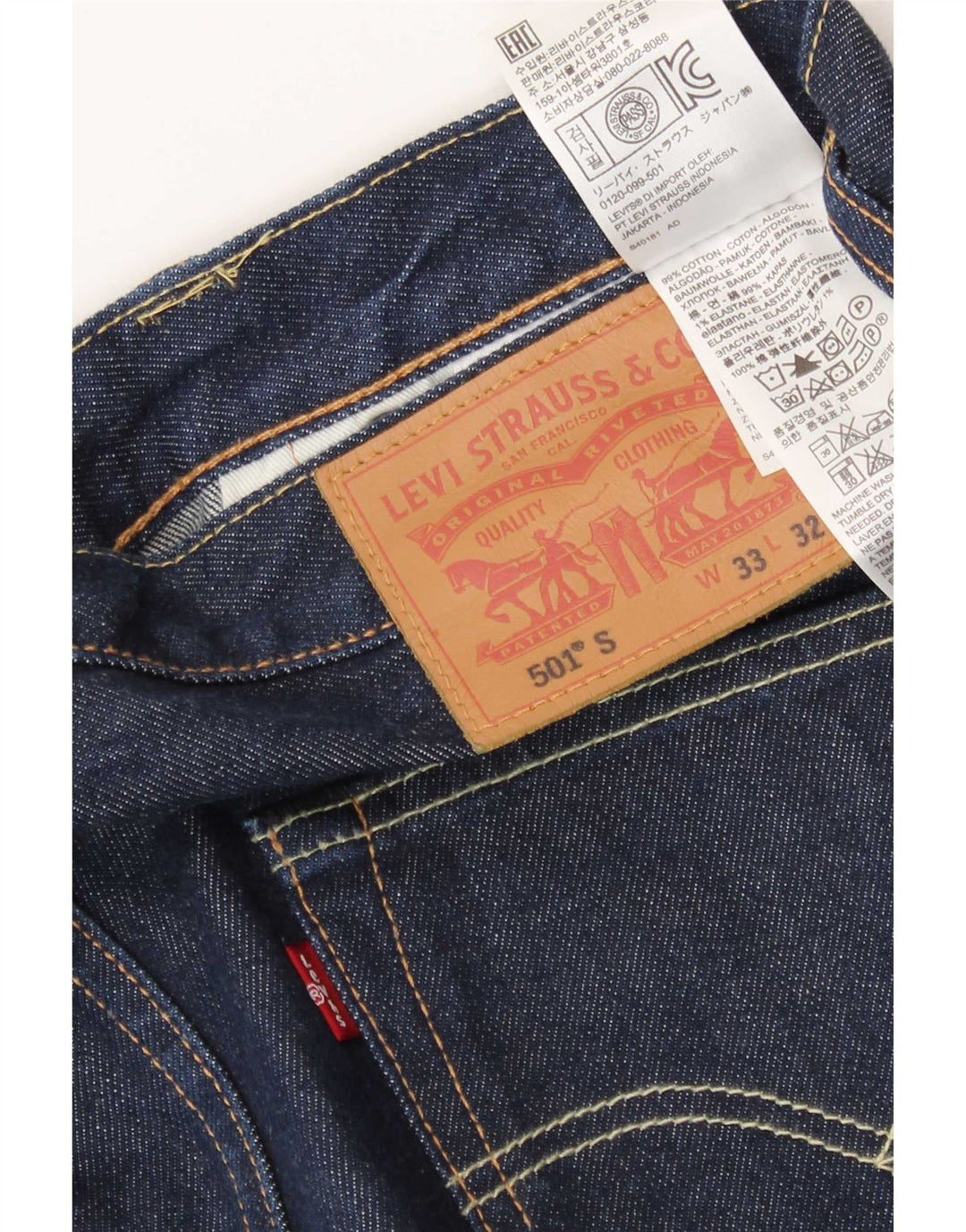 Levi's Herre 501 lige jeans W33 L27 blå bomuld
