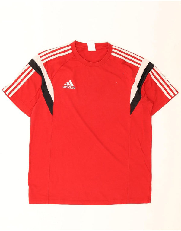Adidas Herre T-Shirt Top Stor Rød Colourblock Bomuld