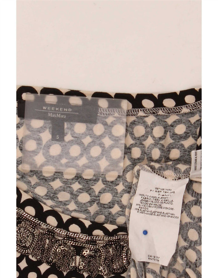 Max Mara Dame Weekend Bluse Top UK 10 Small Black Spotted Viscose
