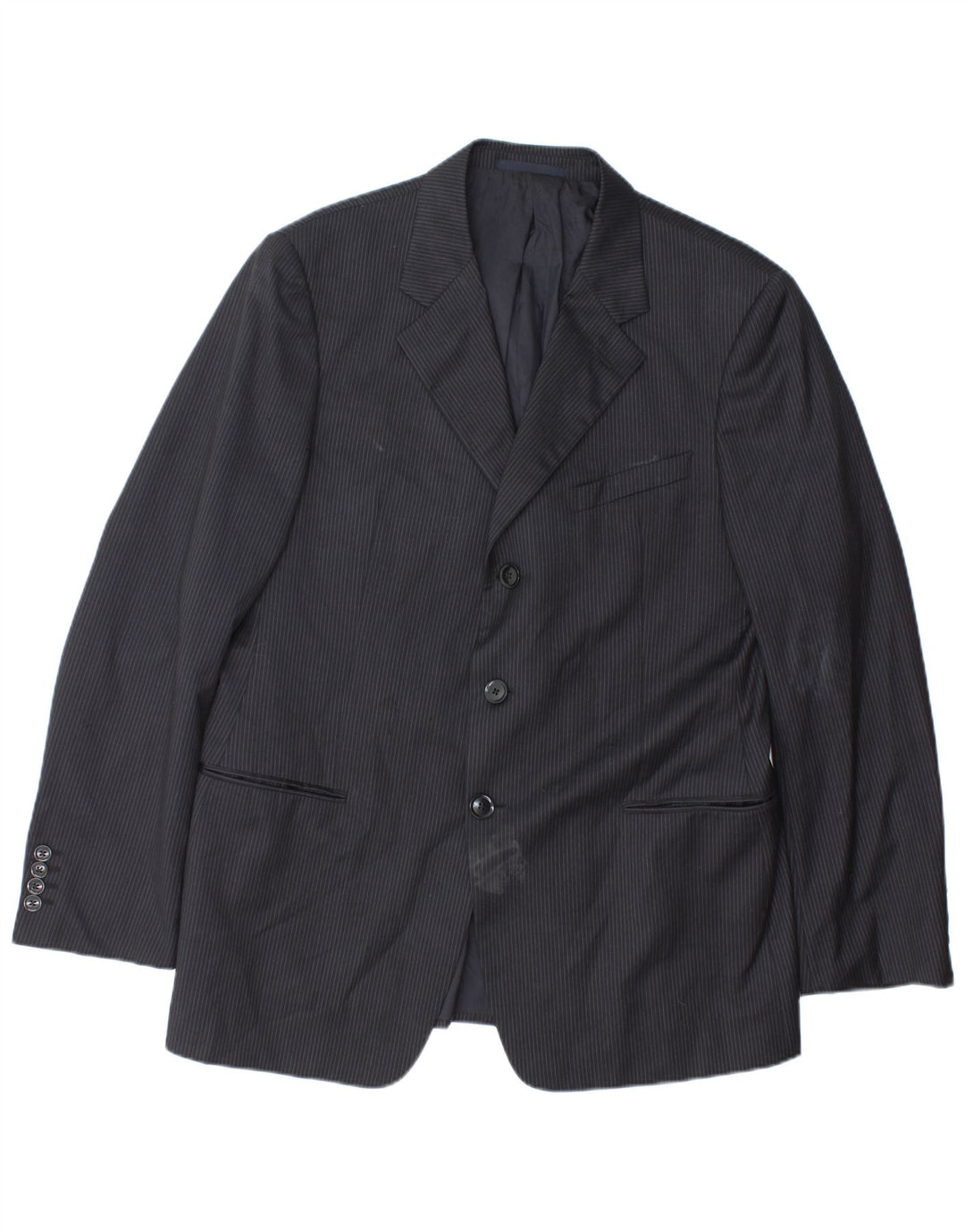ARMANI COLLEZIONI Mens Blazer Jacket IT 54 2XL Navy Blue Pinstripe