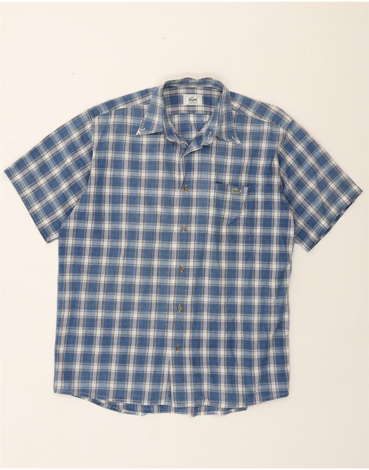 LACOSTE Kortærmet Herreskjorte Størrelse 40 Medium Blue Check