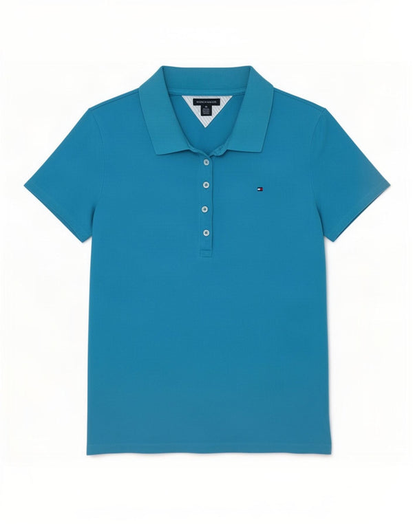 Tommy Hilfiger Dame Polo Shirt UK 14 Medium Blue Bomuld