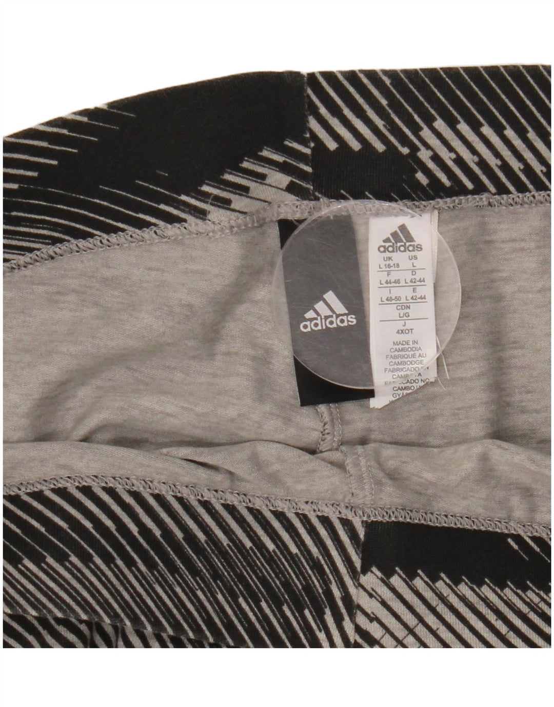 ADIDAS Grafiske Leggings til kvinder UK 16/18 Stor sortstribet bomuld