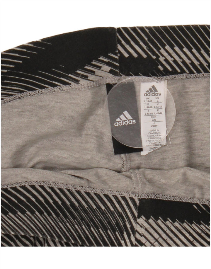 ADIDAS Grafiske Leggings til kvinder UK 16/18 Stor sortstribet bomuld