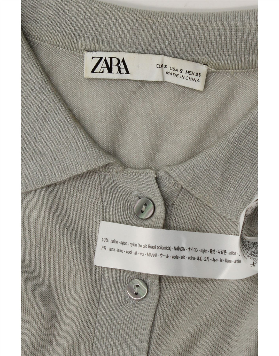 Zara Dame Oversized Polo Neck Jumper Sweater UK 10 Small Grey Nylon