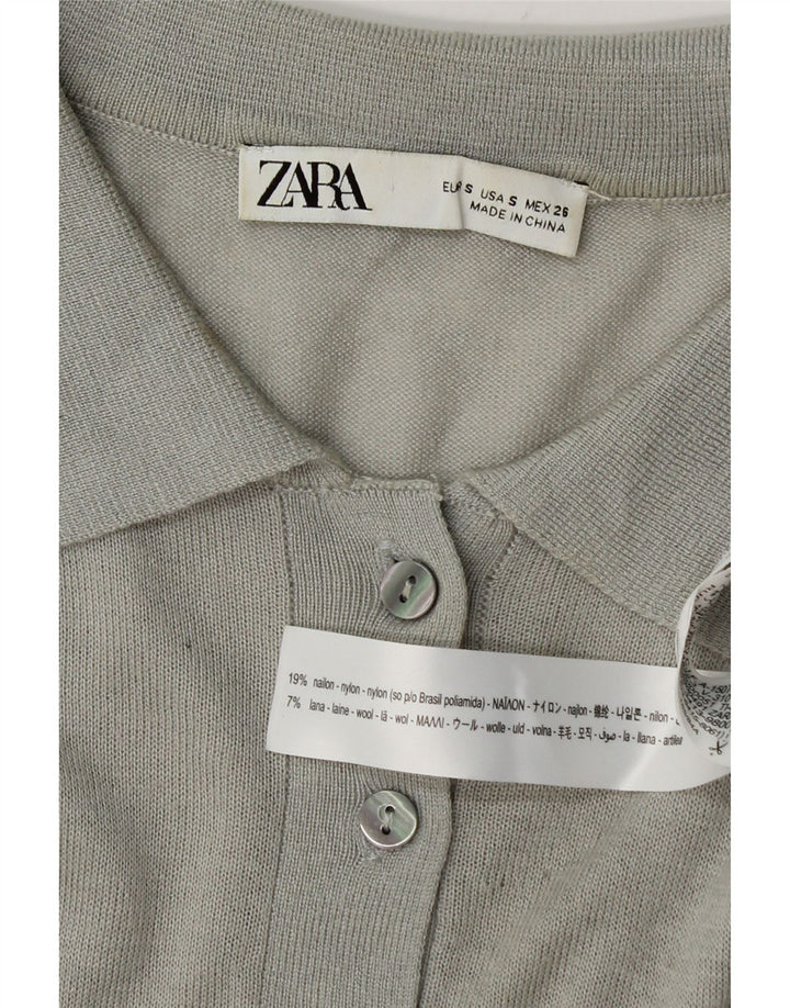 Zara Dame Oversized Polo Neck Jumper Sweater UK 10 Small Grey Nylon