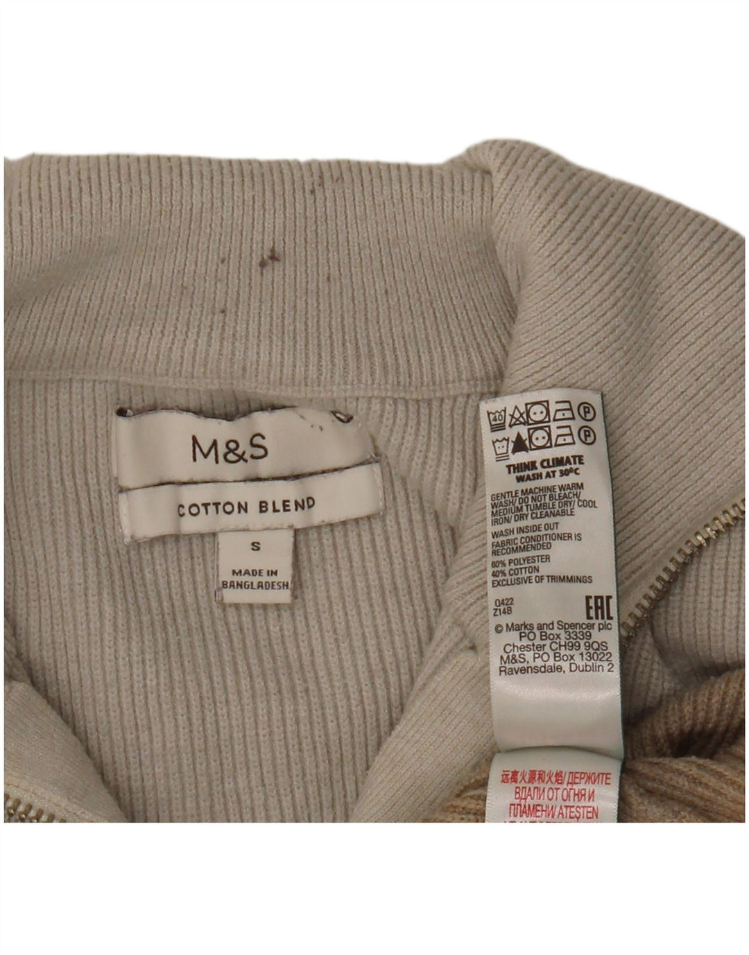 Marks & Spencer dame sweater med lynlås-hals UK 10 lille grå farveblok