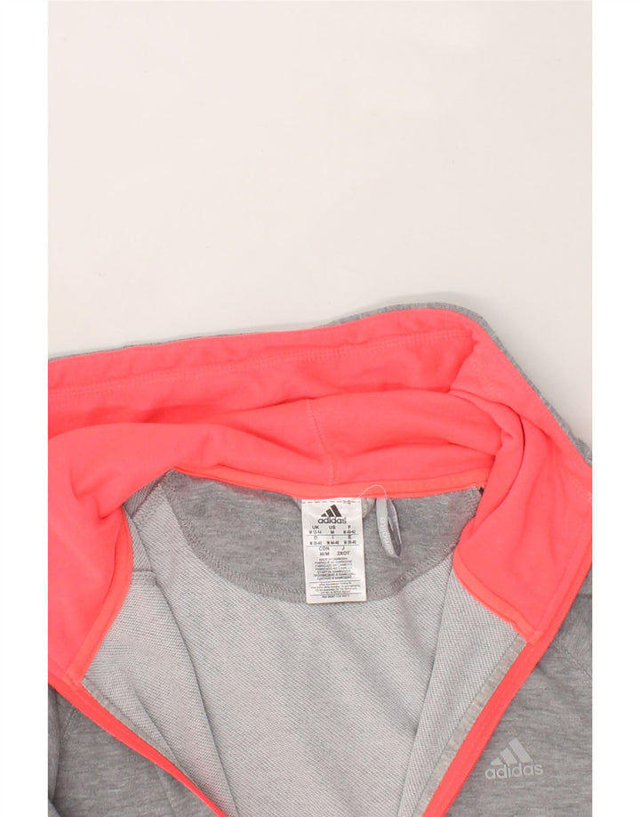 ADIDAS Womens Climalite Zip Hoodie Sweater UK 12/14 Medium Grey Polyester Vintage Adidas and Second-Hand Adidas from Messina Hembry 