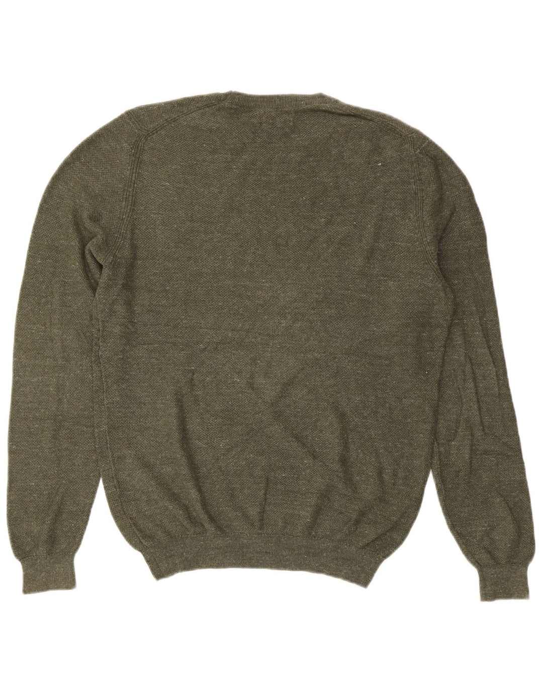Massimo Dutti Herre Crew Neck Jumper Sweater Stor Khaki Bomuld