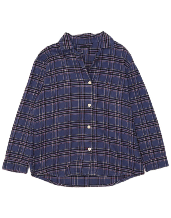 Tommy Hilfiger Dame Flanellskjorte UK 18 XL Marineblå Ternet Bomuld