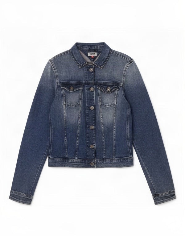 Tommy Hilfiger Dame Crop Denim Jacket UK 10 Small Blue Cotton