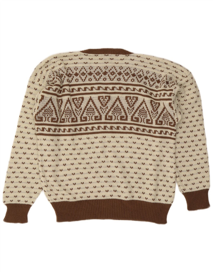 C & A Herre sweater med rund hals IT 48/50 Medium Beige Fair Isle