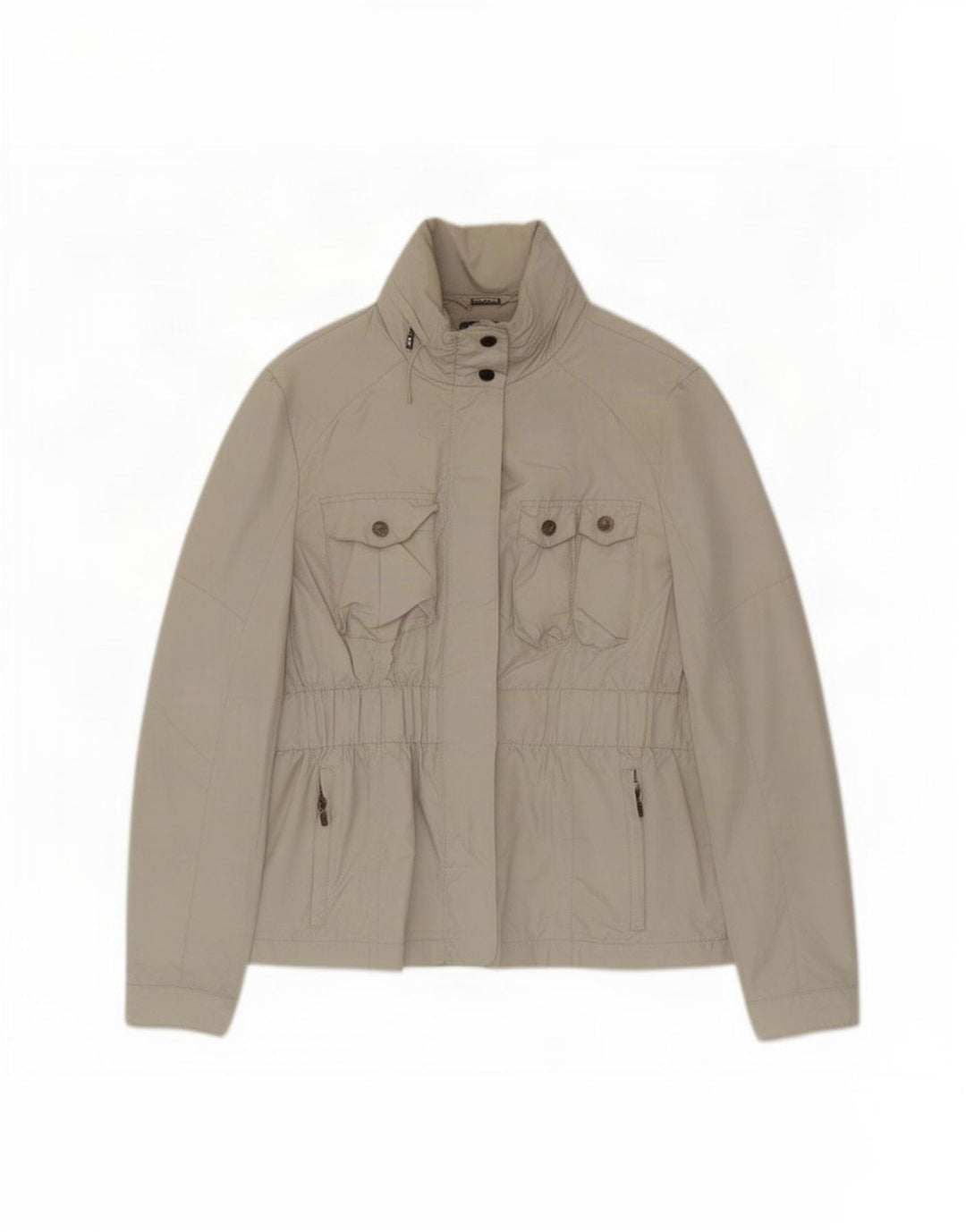 Zara Dame Hooded Utility Jacket UK 14 Large Beige Polyester