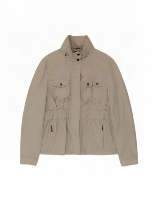 Zara Dame Hooded Utility Jacket UK 14 Large Beige Polyester