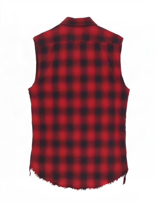 Zara Herre Ærmeløs Regular Fit Flanelskjorte Medium rød ternet