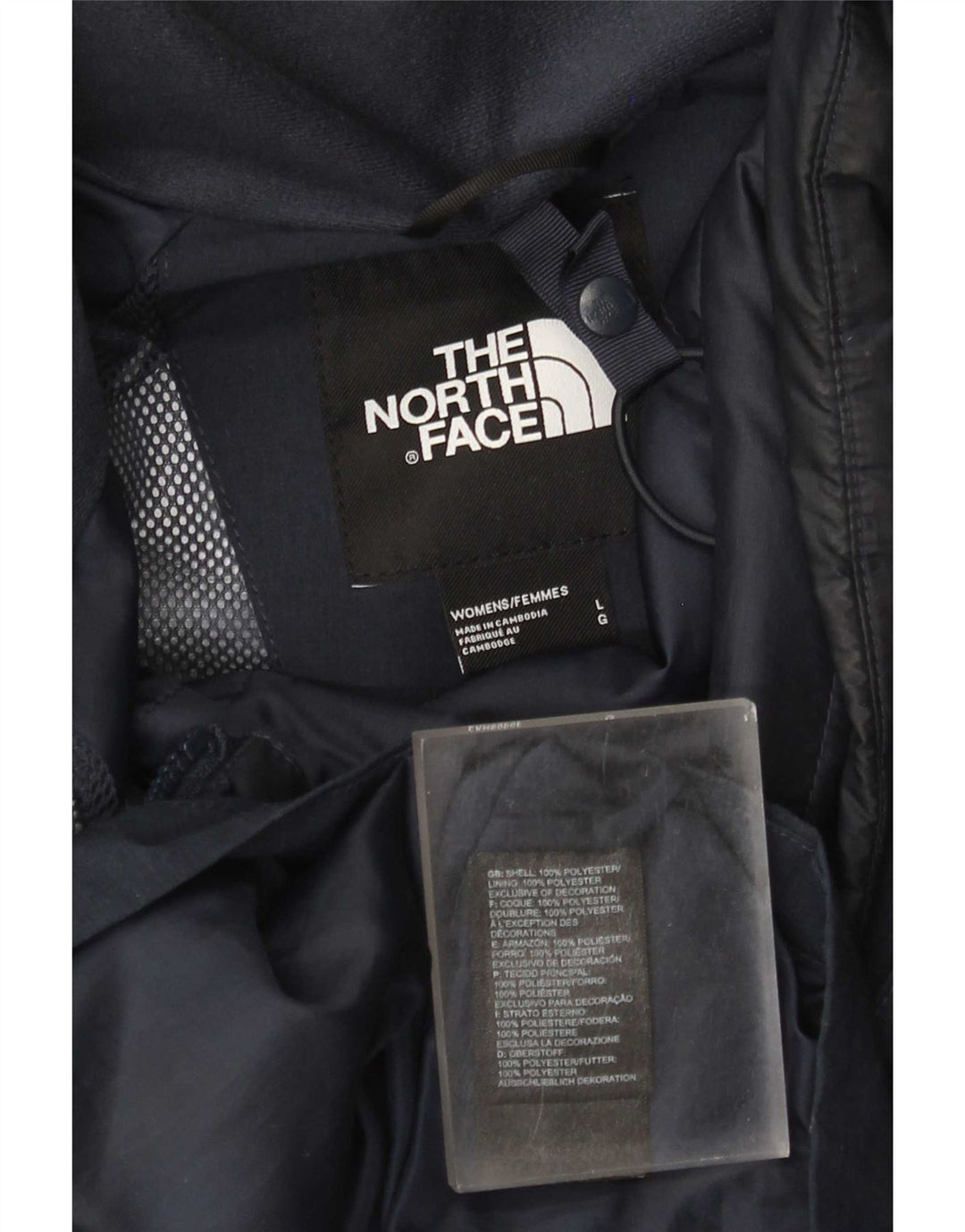 The North Face Regnjakke med hætte til kvinder UK 16 Large Navy Blue Polyester