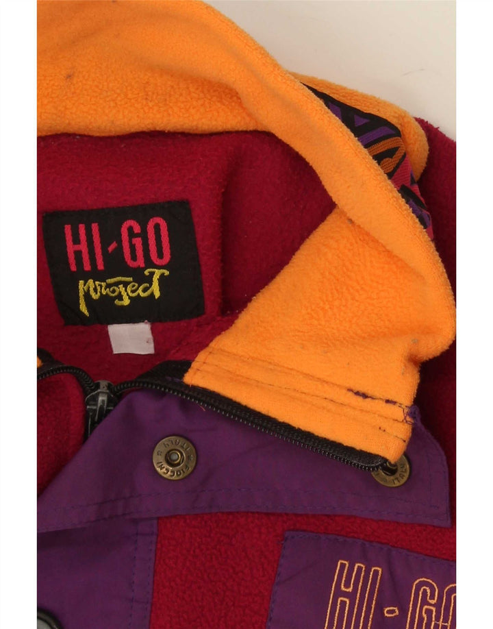 Vintage Herre Button Neck Fleece Jumper Stor flerfarvet Colourblock