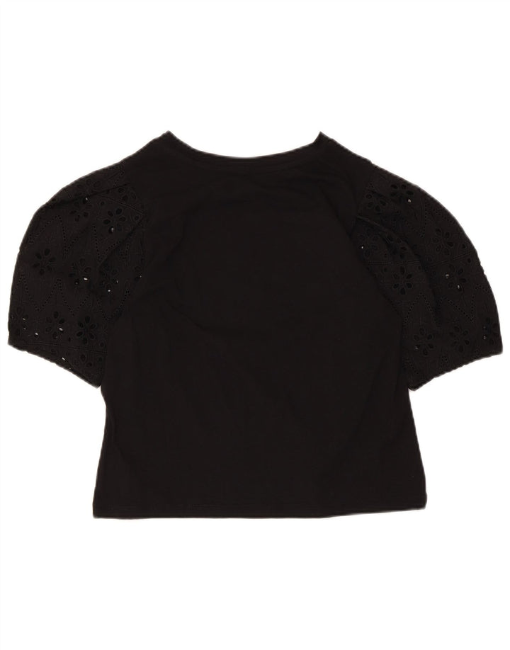 Zara Womens Crop Bluse Top UK 10 Small Black