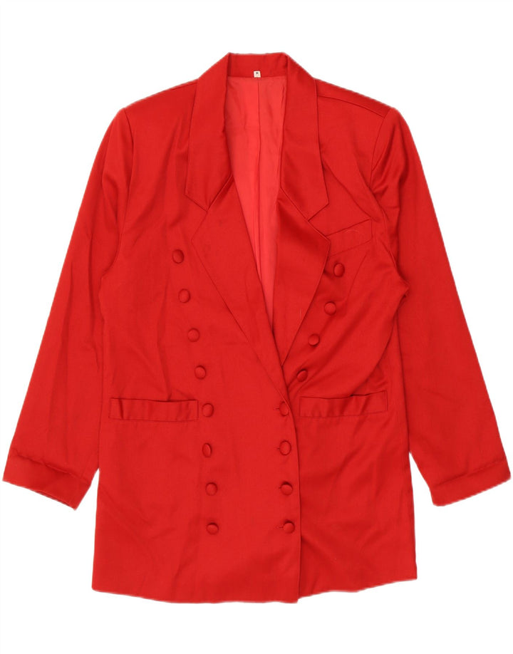 Vintage Dame Longline Double Breasted Blazer Jacket UK 14 Medium Red