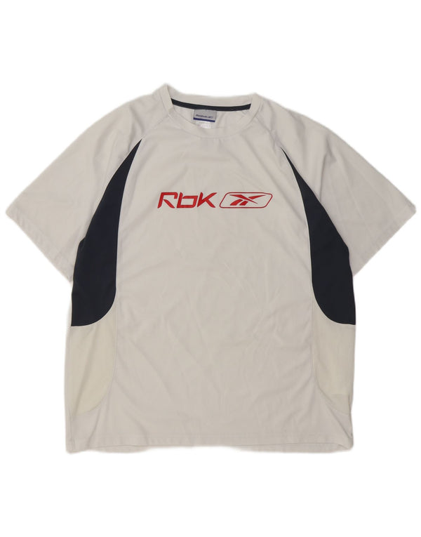 REEBOK Herre Grafisk T-Shirt Top XL Hvid Colourblock