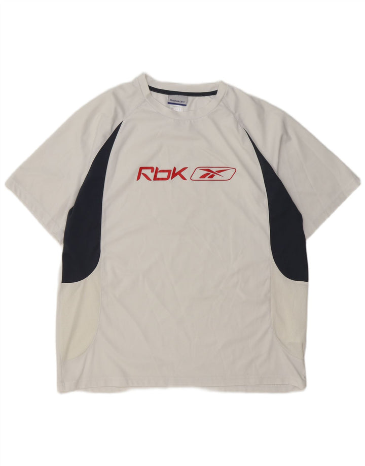 REEBOK Herre Grafisk T-Shirt Top XL Hvid Colourblock