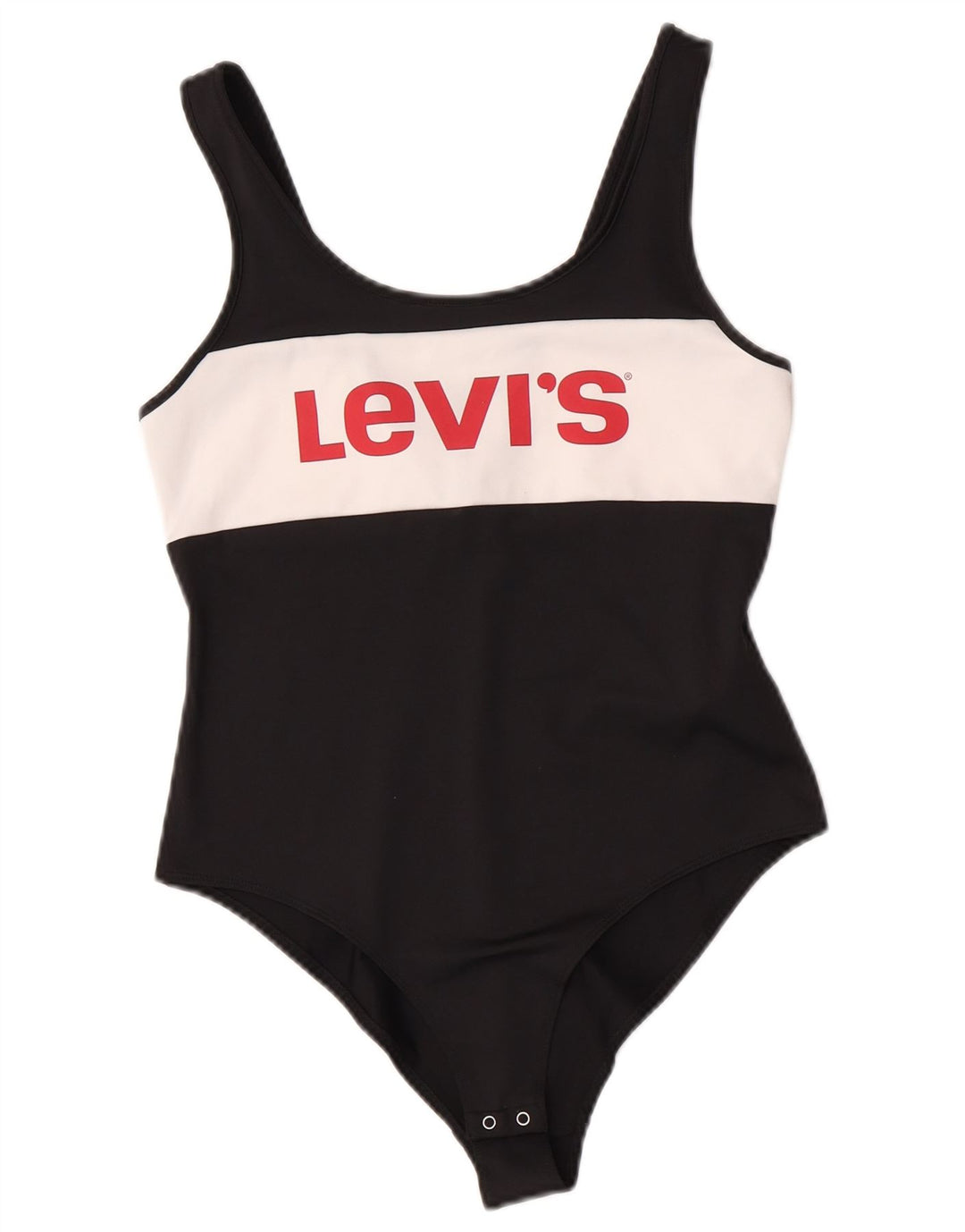 Levi's Kvinders Grafisk Bodysuit UK 12 Medium Sort Colourblock Polyester