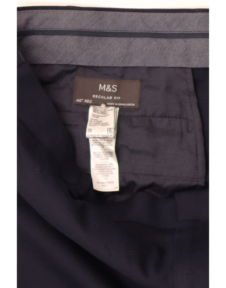 Marks & Spencer Dame Lige Regular Fit Suit Bukser W40 L30 Marineblå