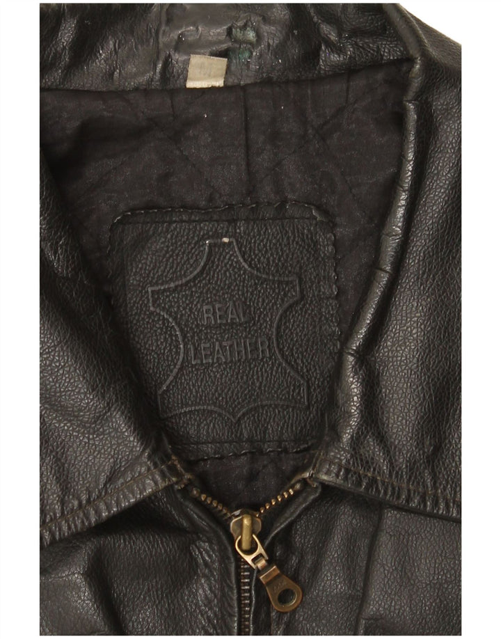 Vintage Herre Læderjakke UK 38 Medium Sort Læder