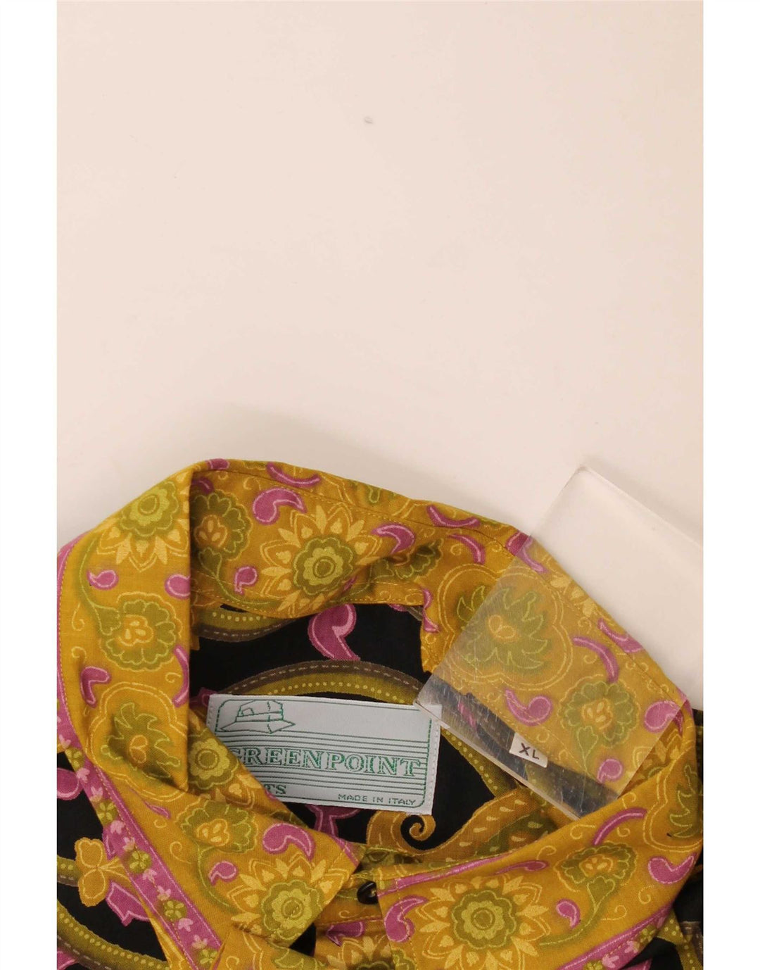 Vintage kortærmet herreskjorte XL Sort Paisley
