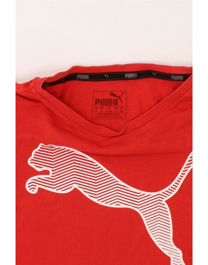 PUMA Boys Graphic T-Shirt Top 9-10 Years Medium Red Cotton Vintage Puma and Second-Hand Puma from Messina Hembry 