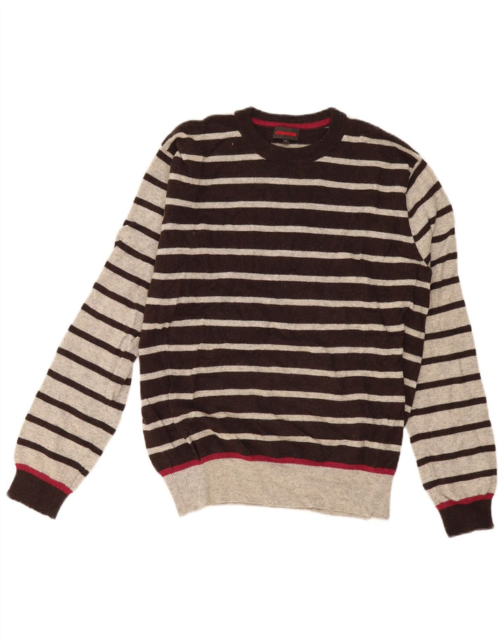 Invicta herre rund hals sweater stor grå stribet uld