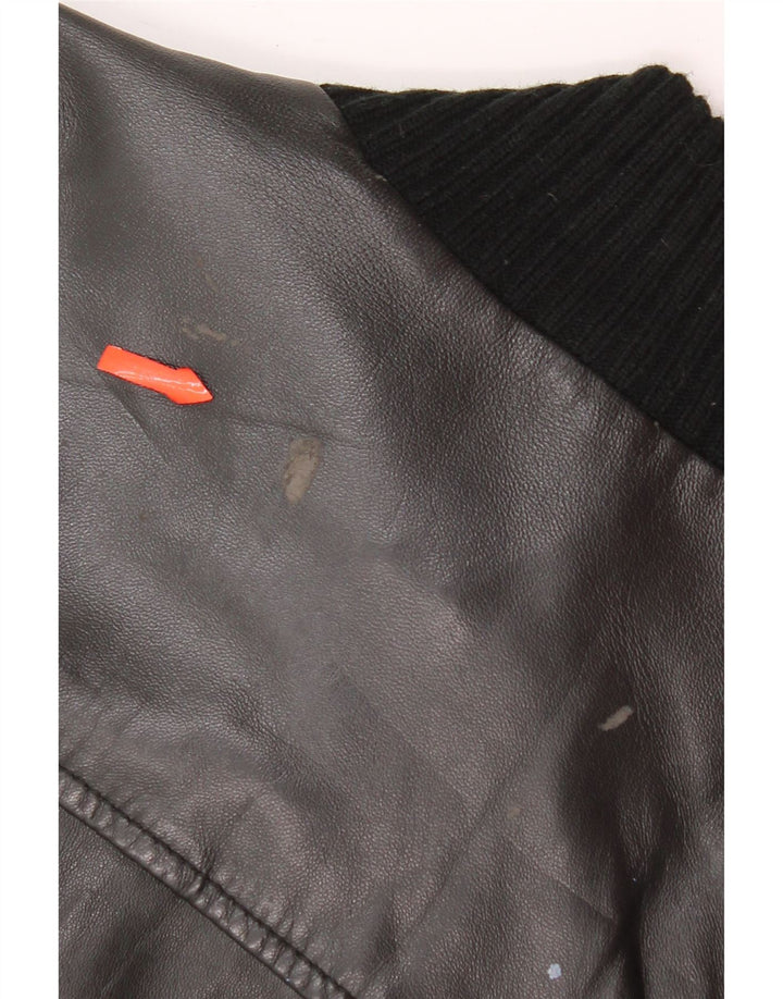 Conbipel Herre Bomber Læderjakke IT 48 Medium Sort Læder