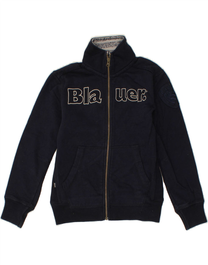 BLAUER Boys Graphic Tracksuit Top Jacket 9-10 Years Navy Blue Cotton Vintage Blauer and Second-Hand Blauer from Messina Hembry 