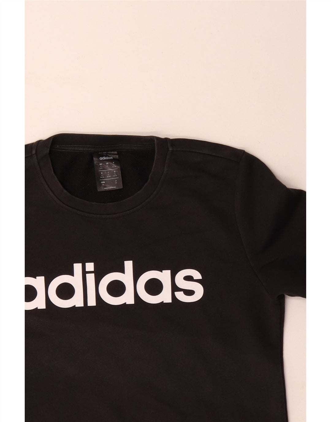 ADIDAS Graphic Sweatshirt Jumper UK 8/10 Small Black Bomuld