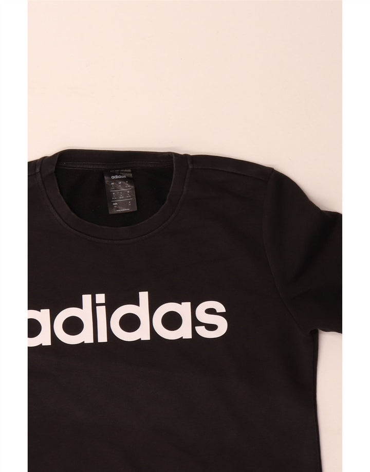 ADIDAS Graphic Sweatshirt Jumper UK 8/10 Small Black Bomuld