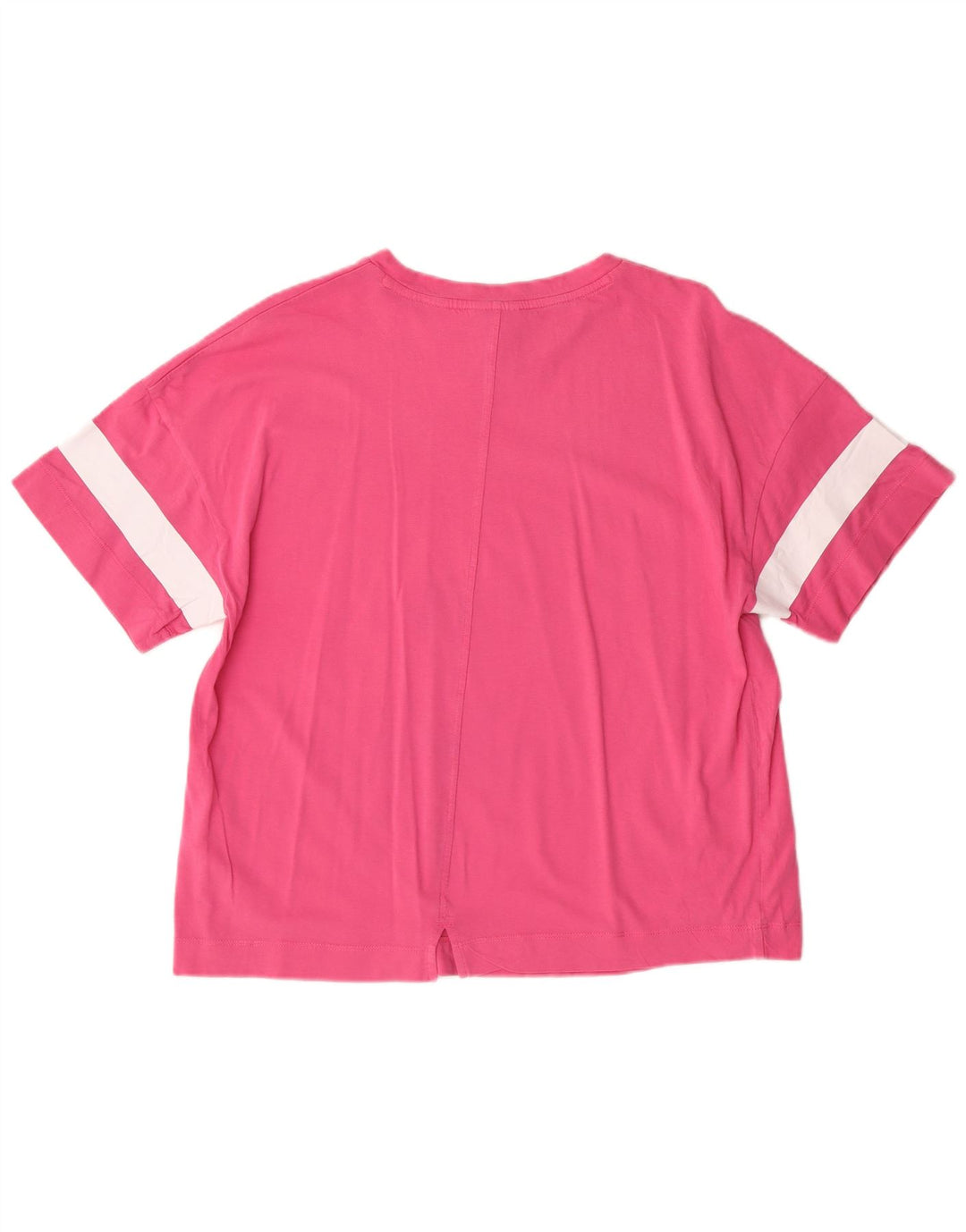 DIADORA Dame T-Shirt Top UK 14 Medium Pink Stribet Bomuld