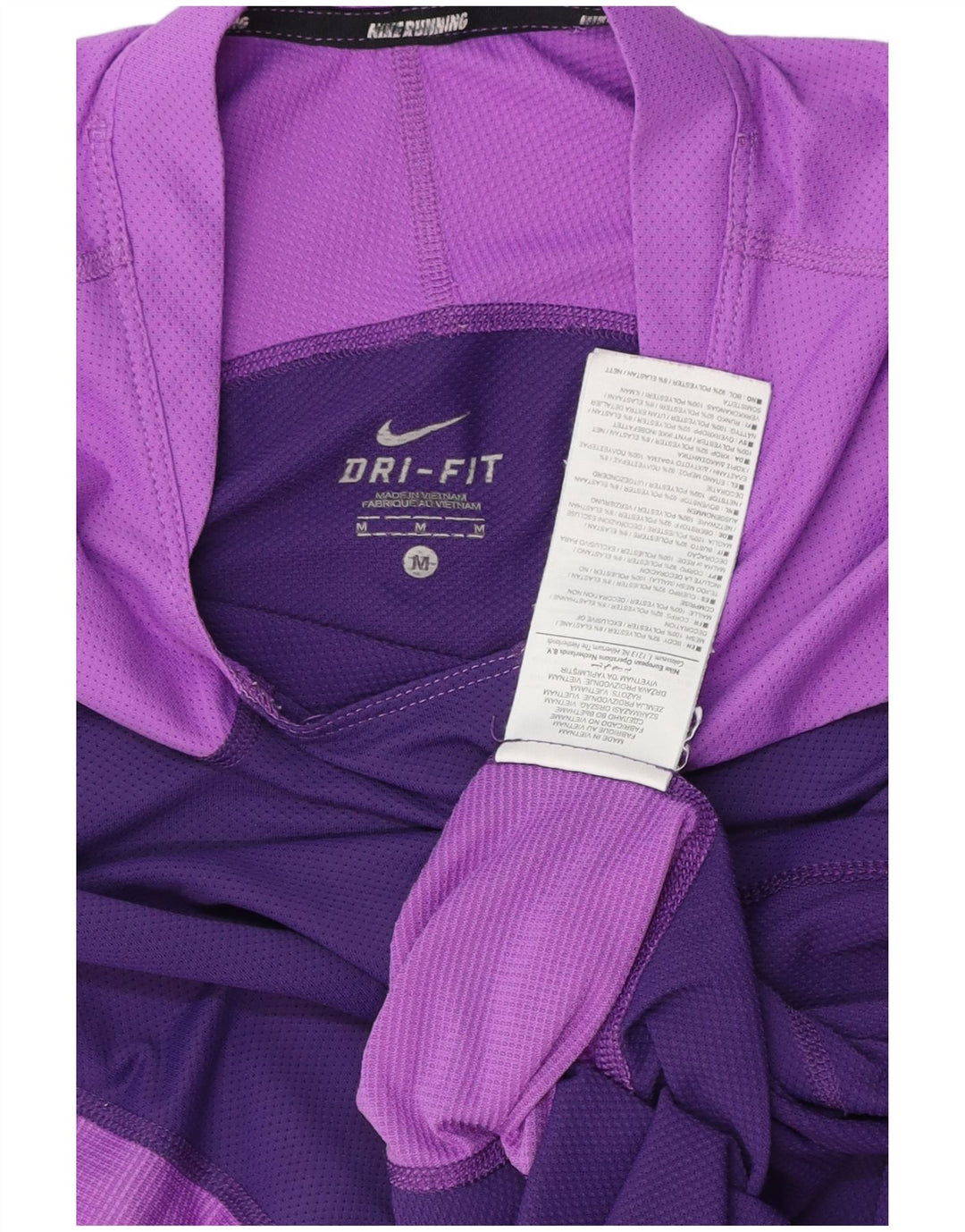 Nike Dame Dri Fit T-Shirt Top UK 12 Medium Lilla Colourblock Polyester