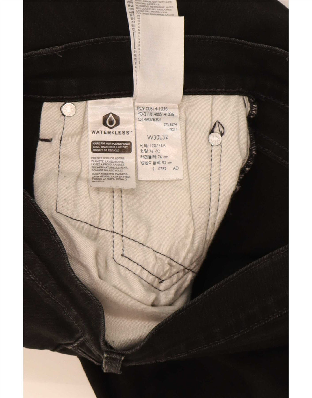 Levi's Straight Jeans til mænd W30 L32 Sort bomuld