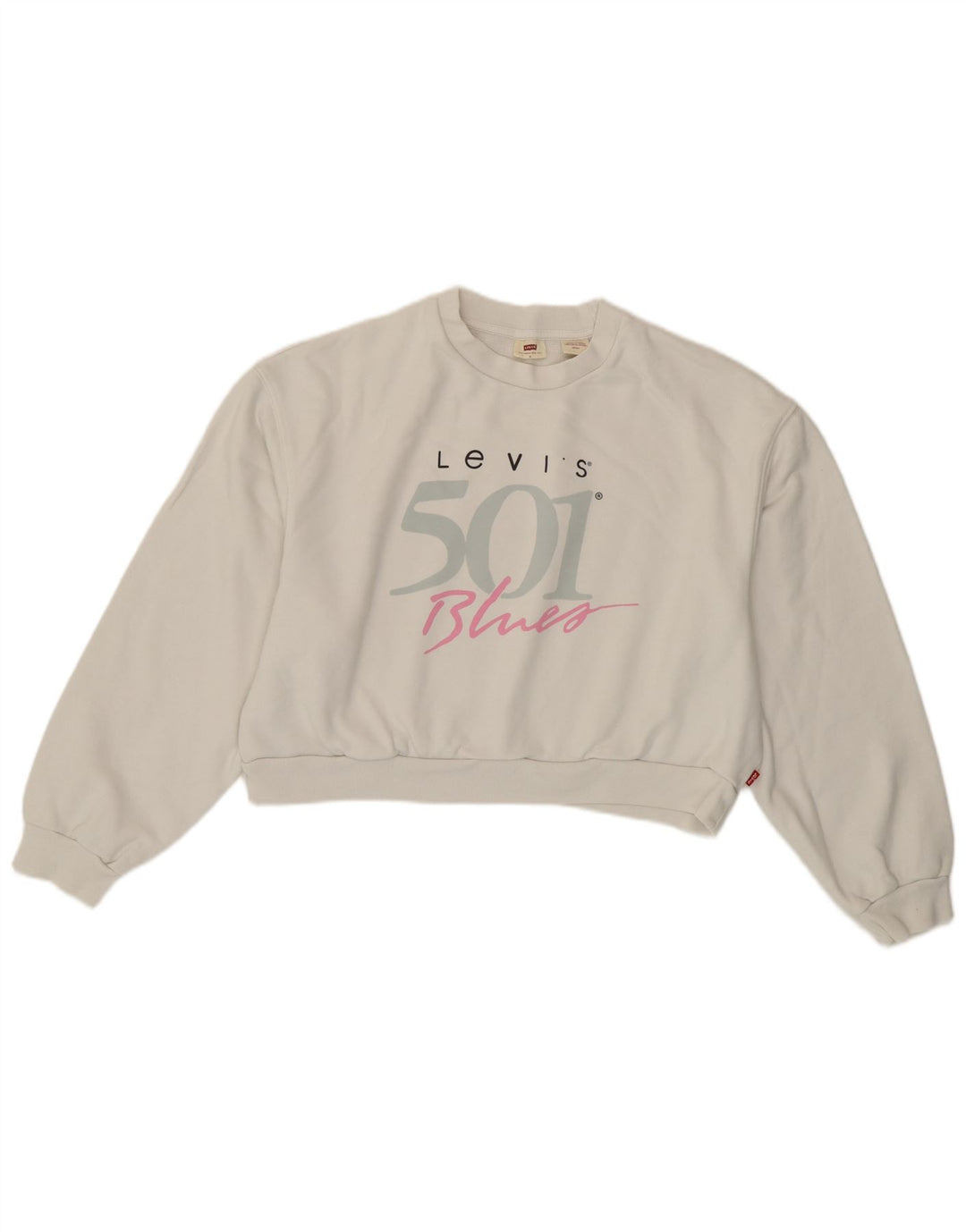 Levi's Womens Crop Graphic Oversized Sweatshirt Jumper UK 10 Small White