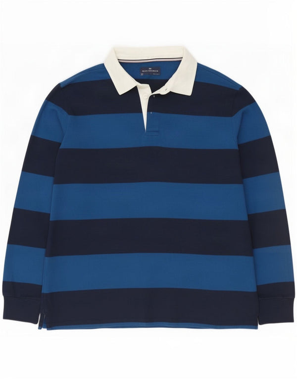 Marks & Spencer Herre Blue Harbor Rugby Polo Shirt 2XL Navy Stribet