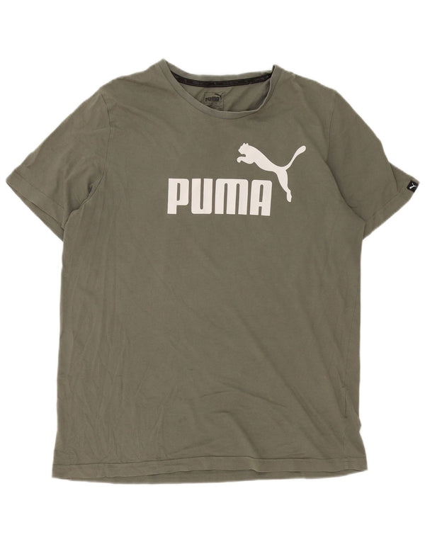 Puma Herre Grafisk T-Shirt Top Stor Grøn Bomuld