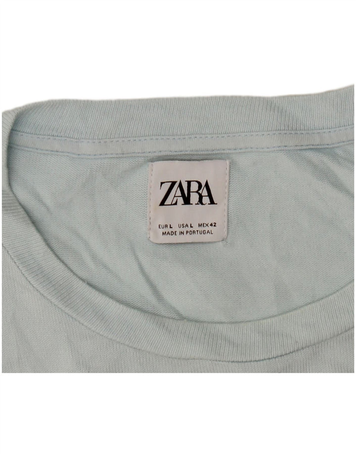 Zara Herre T-Shirt Top Stor Blå