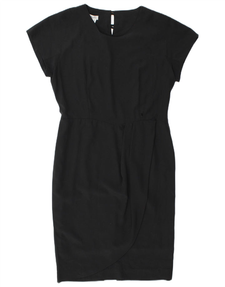 VINTAGE Womens Bodycon Dress IT 46 Large  Black Silk